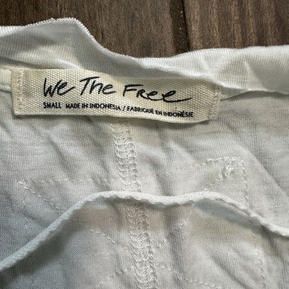 We The Free Cotton Cream V Neck Long Sleeve Sz Small Boho Lounge Thumb Hole - Picture 3 of 6